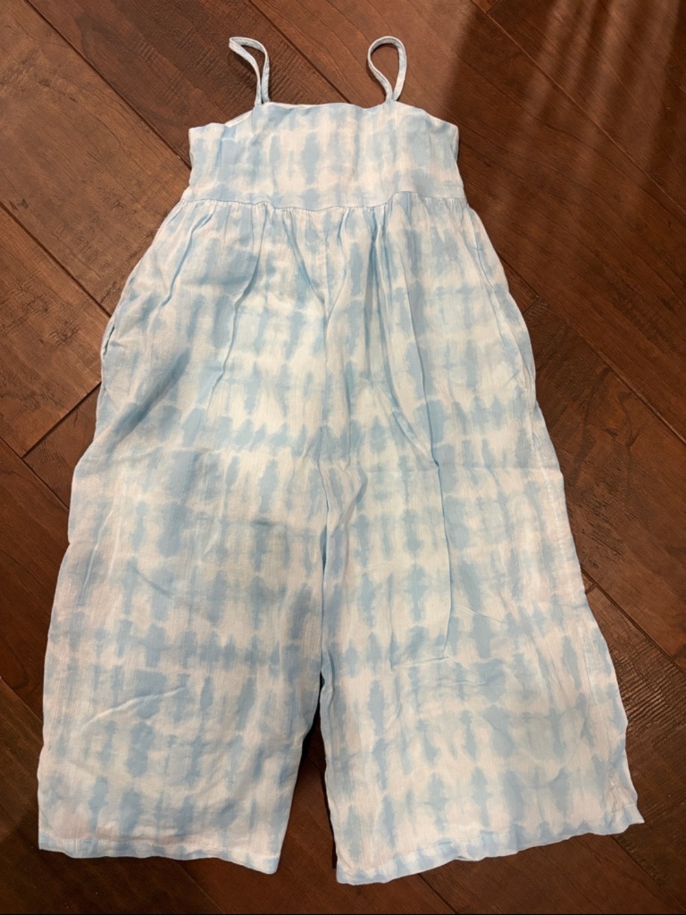 Janie and Jack Light Blue Tie-Dye Wide Leg Romper